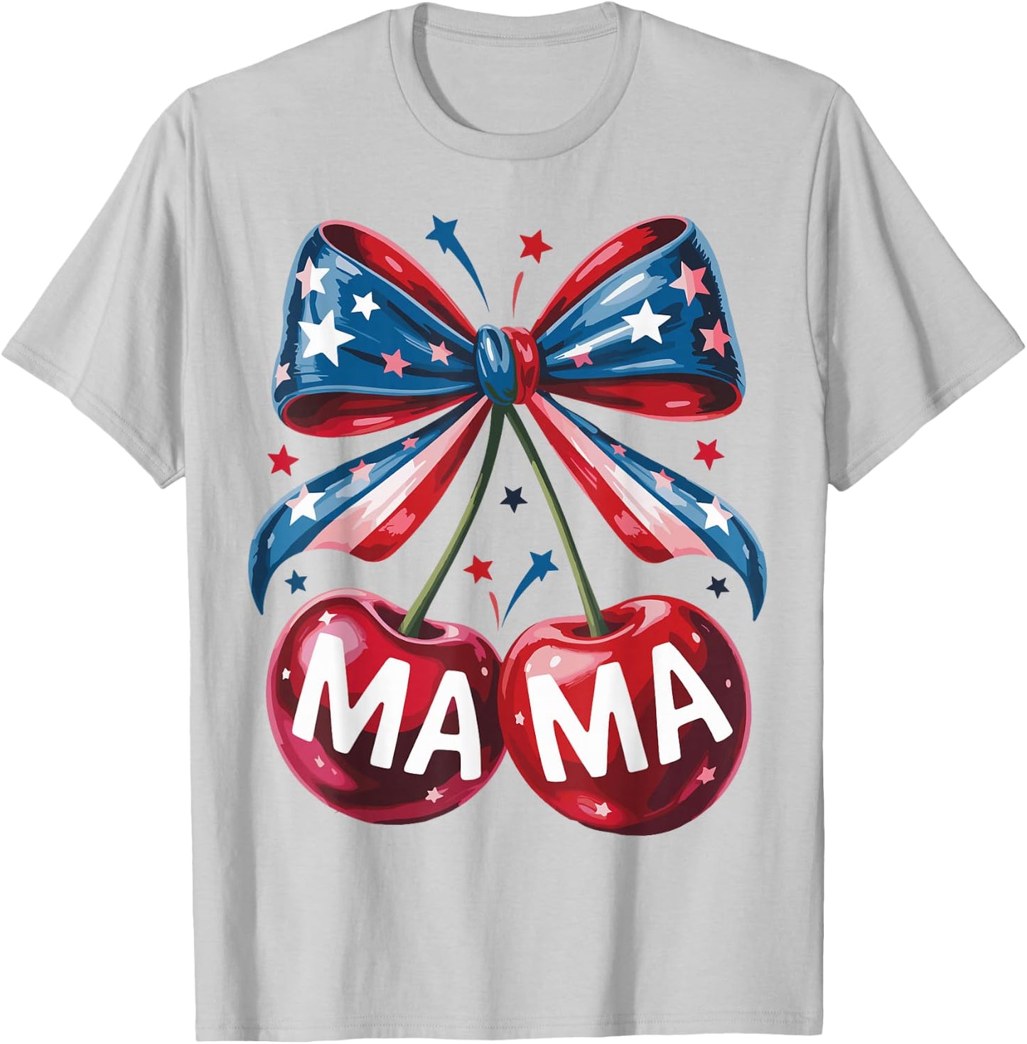American Bow Mama Mother's Day Mom Women 4th Of July Mama T-Shirt - T-Shirt | Ash