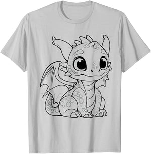 Children's Dragon Mandala to Paint & Colour, White T-Shirt - T-Shirt | Ash