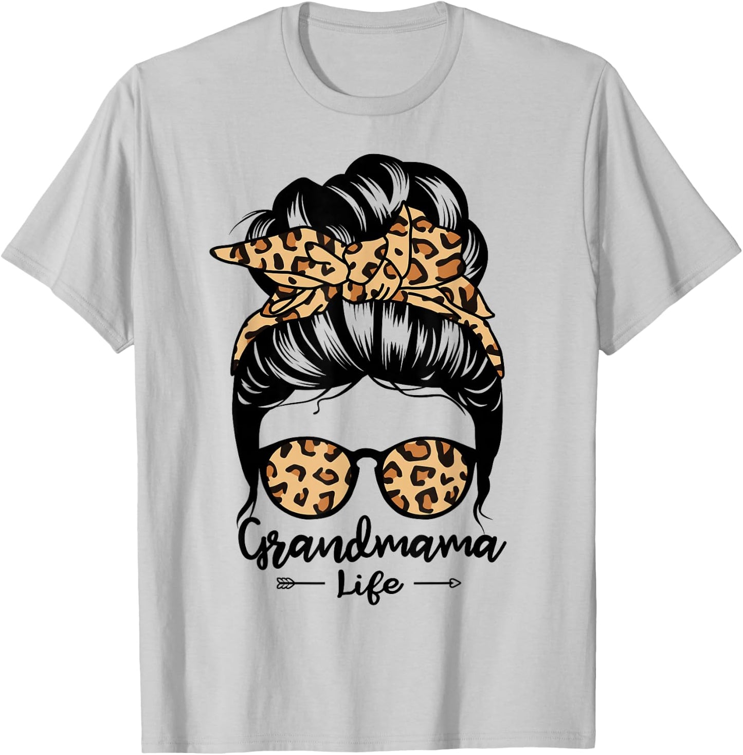 Grandmama Life Messy Bun Hair Funny Grandma T-Shirt - T-Shirt | Ash