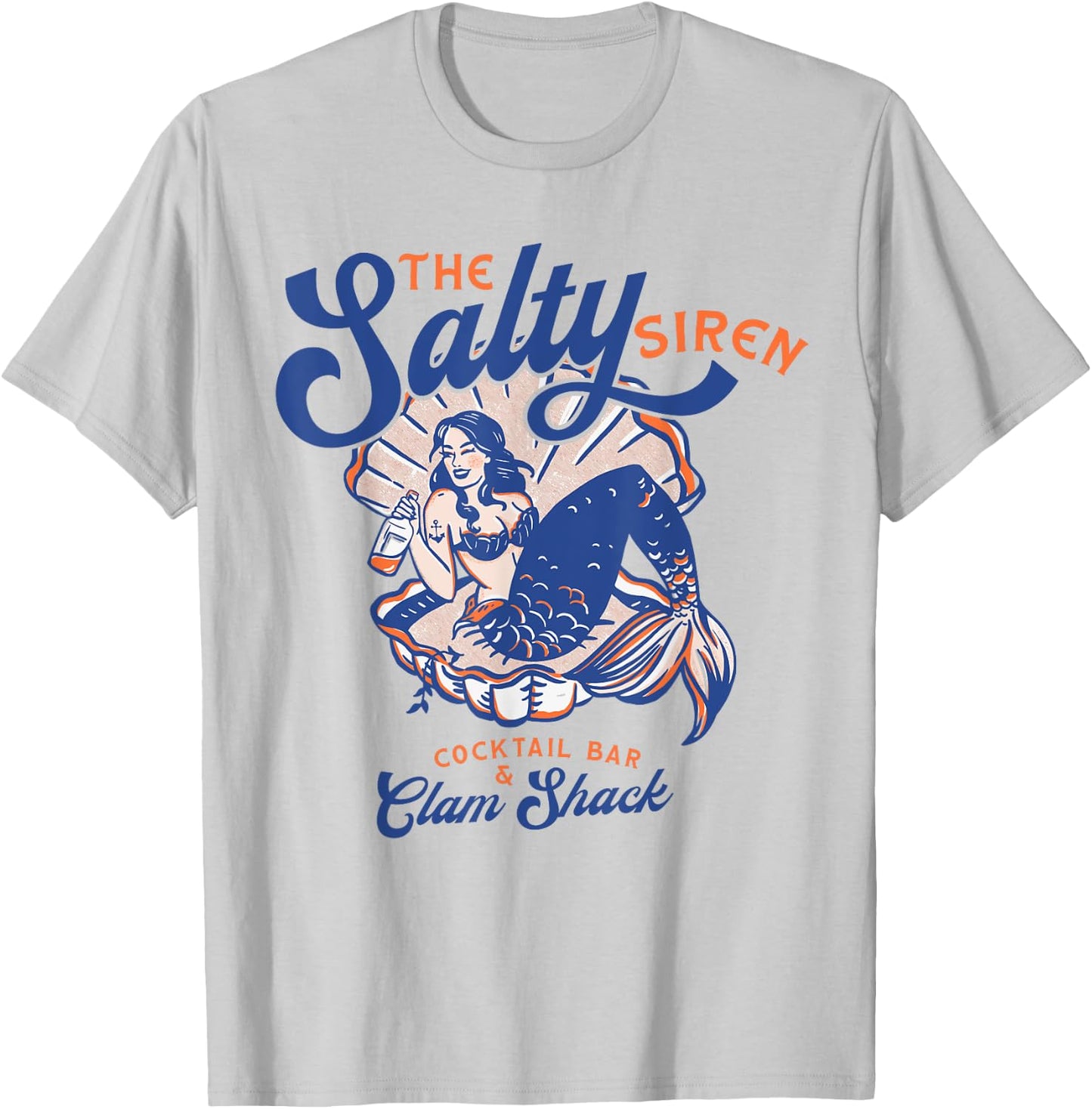 The Salty Siren Cocktail Bar & Clam Shack Cute Mermaid Pinup T-Shirt - T-Shirt | Ash