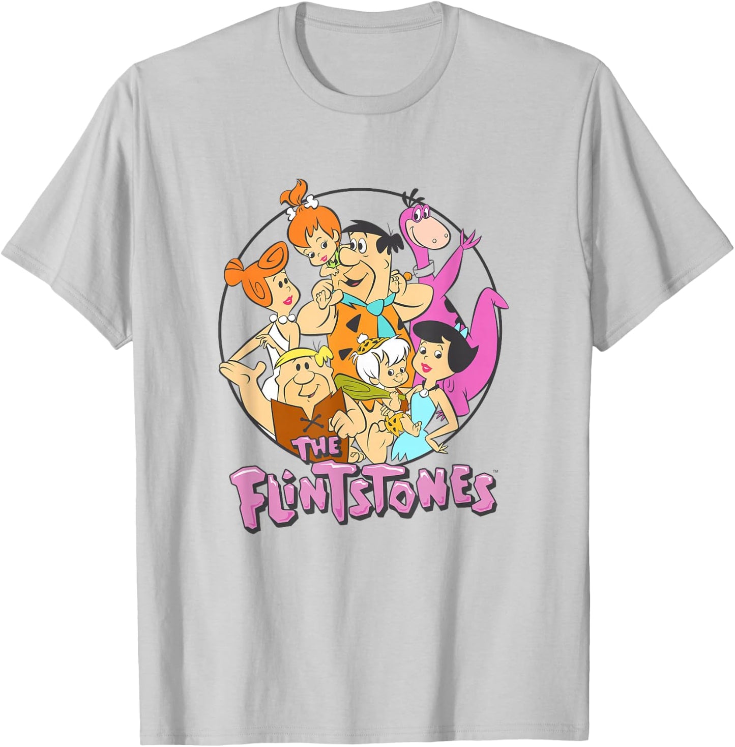 The Flintstones Classic Flintstone Family Circle Shot Small T-Shirt - T-Shirt | Ash