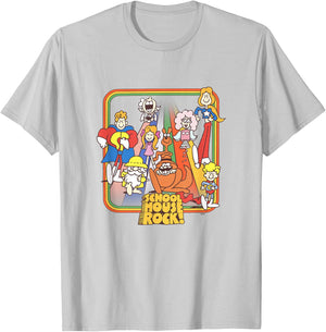 Schoolhouse Rock! Favorite Character Rainbow Outline Vintage T-Shirt - T-Shirt | Ash