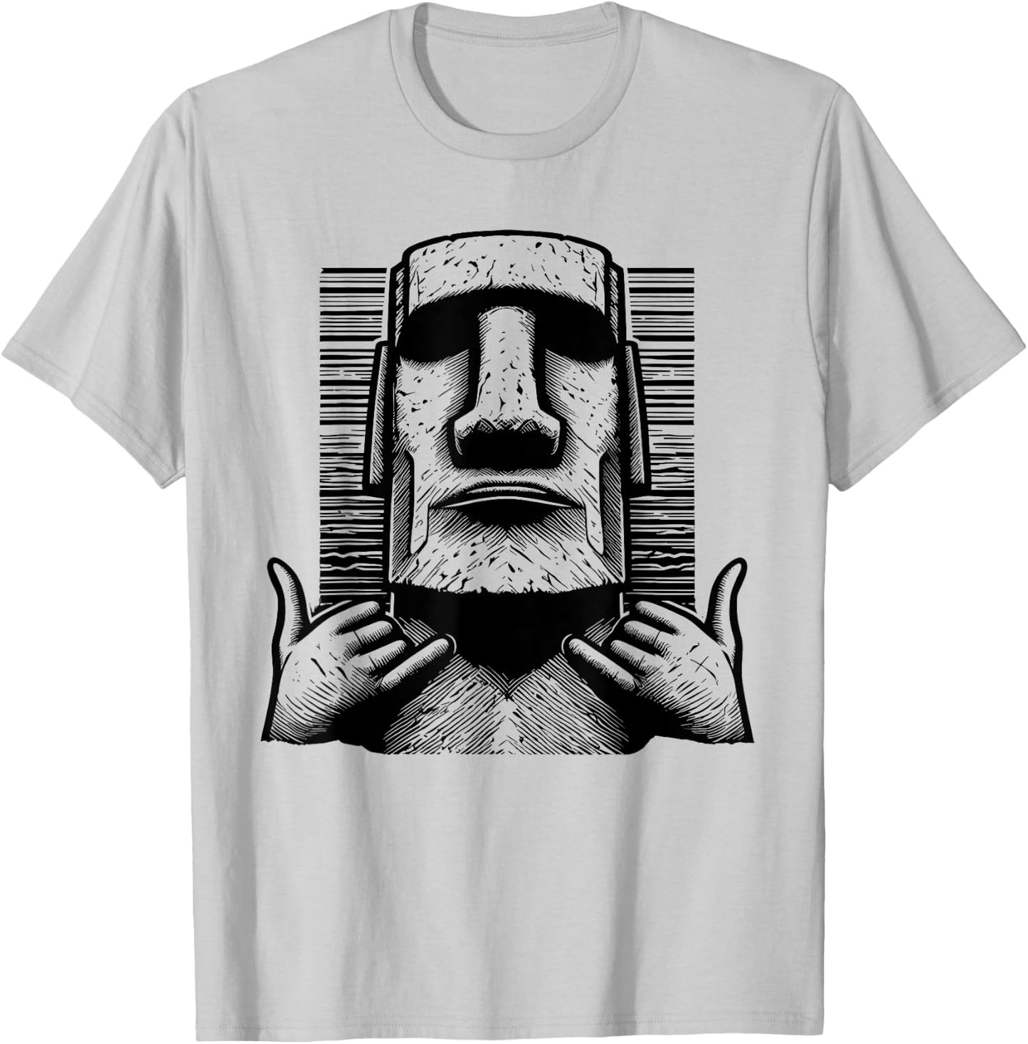 Funny Easter Island Rapa Nui Moai Statue Surfer Shaka Sign T-Shirt - T-Shirt | Ash