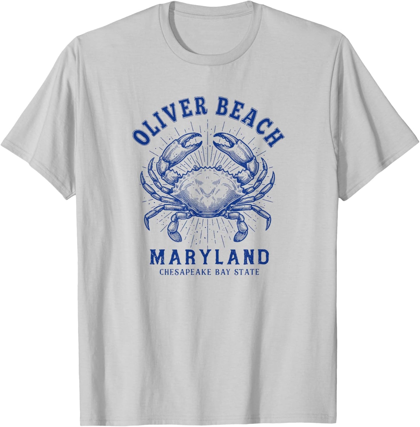 Maryland Blue Crab Coastal Oliver Beach MD Design T-Shirt - T-Shirt | Ash