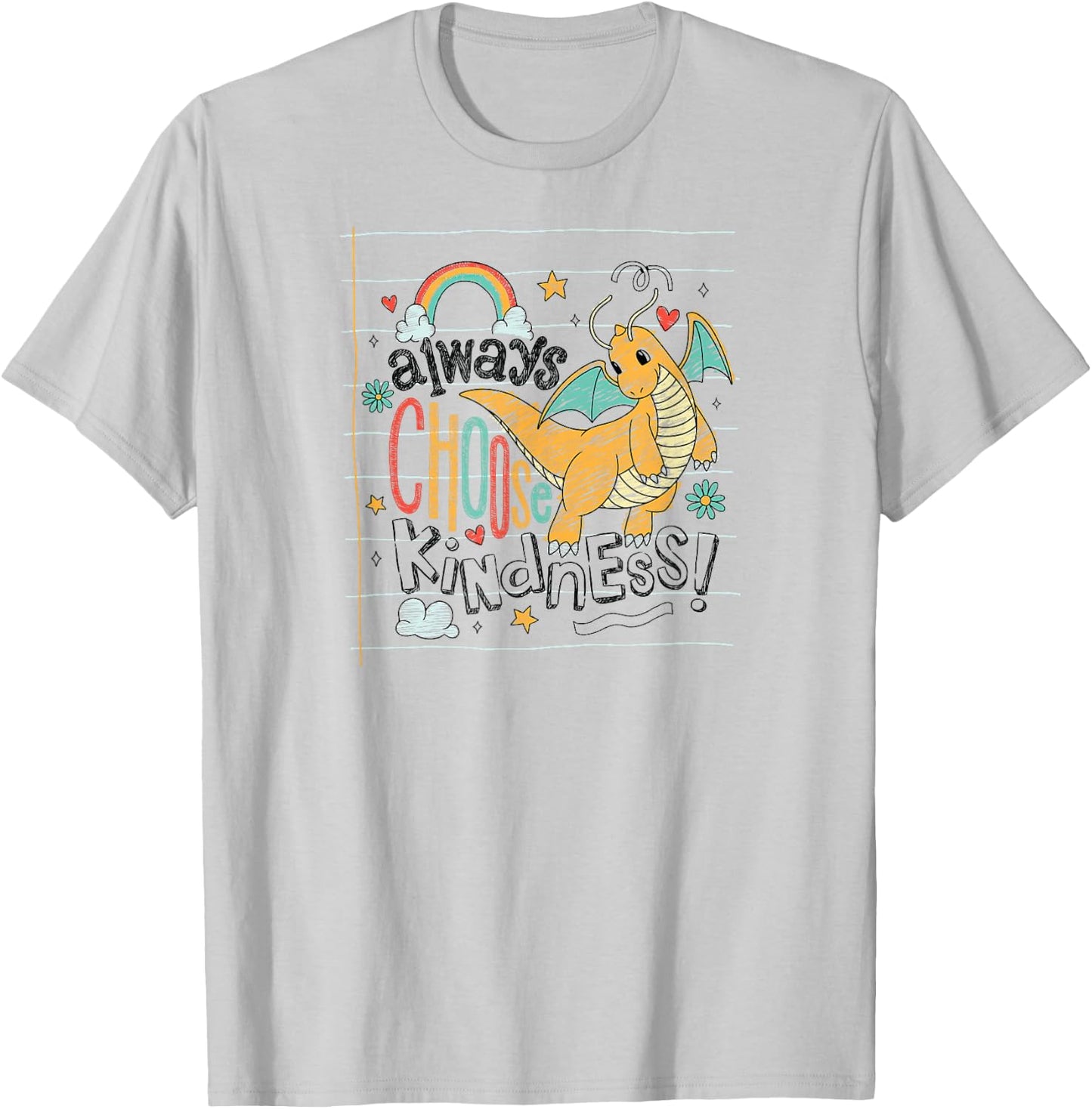 Pokémon - Dragonite Flying Always Choose Kindness Doodle T-Shirt - T-Shirt | Ash
