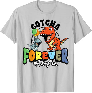 Adoption Day Trex Dino Gotcha Forever Foster Family T-Shirt - T-Shirt | Ash