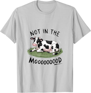 Not In The Mood Funny Cow T-Shirt - T-Shirt | Ash
