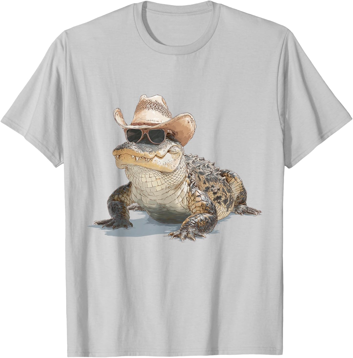 Alligator Cowboy Hat Gator Crocodile Reptile Lover Funny T-Shirt - T-Shirt | Ash