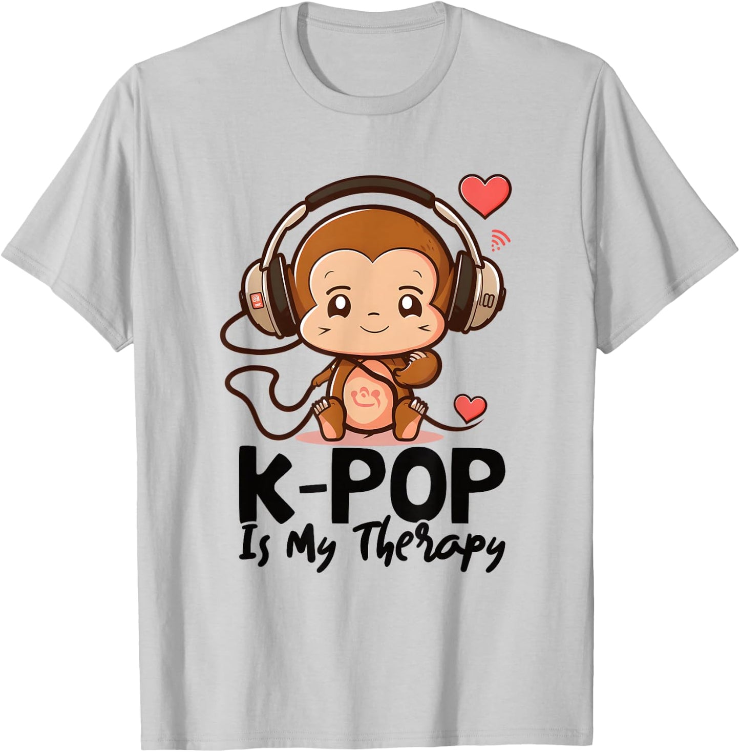 Kpop is My Therapy K Pop Monkey Fan Item , gray T-Shirt - T-Shirt | Ash