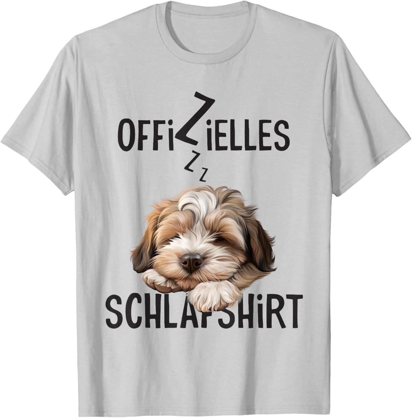 Official Sleep Shirt with Dog Funny Lion Dog Motif , White T-Shirt - T-Shirt | Ash
