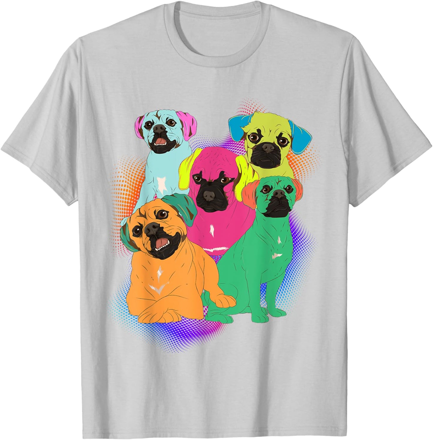 Colorful Dog Owner Puggle Lover Animal Pet Parent Puggle T-Shirt - T-Shirt | Ash
