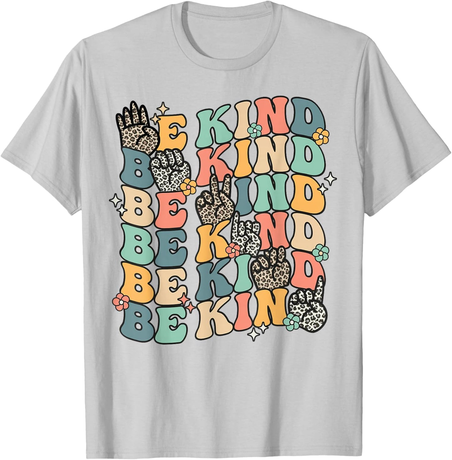 Groovy Be Kind Sign Language ASL Finger Spelling Kindness T-Shirt - T-Shirt | Ash