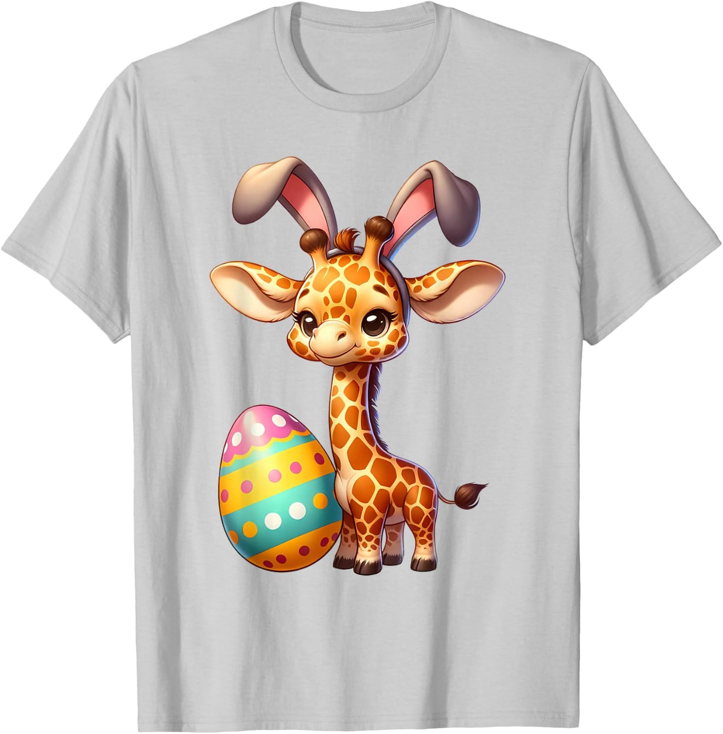 Easter Giraffe Lover Egg Eggs Bunny Rabbit Bunnies Funny T-Shirt - T-Shirt | Ash