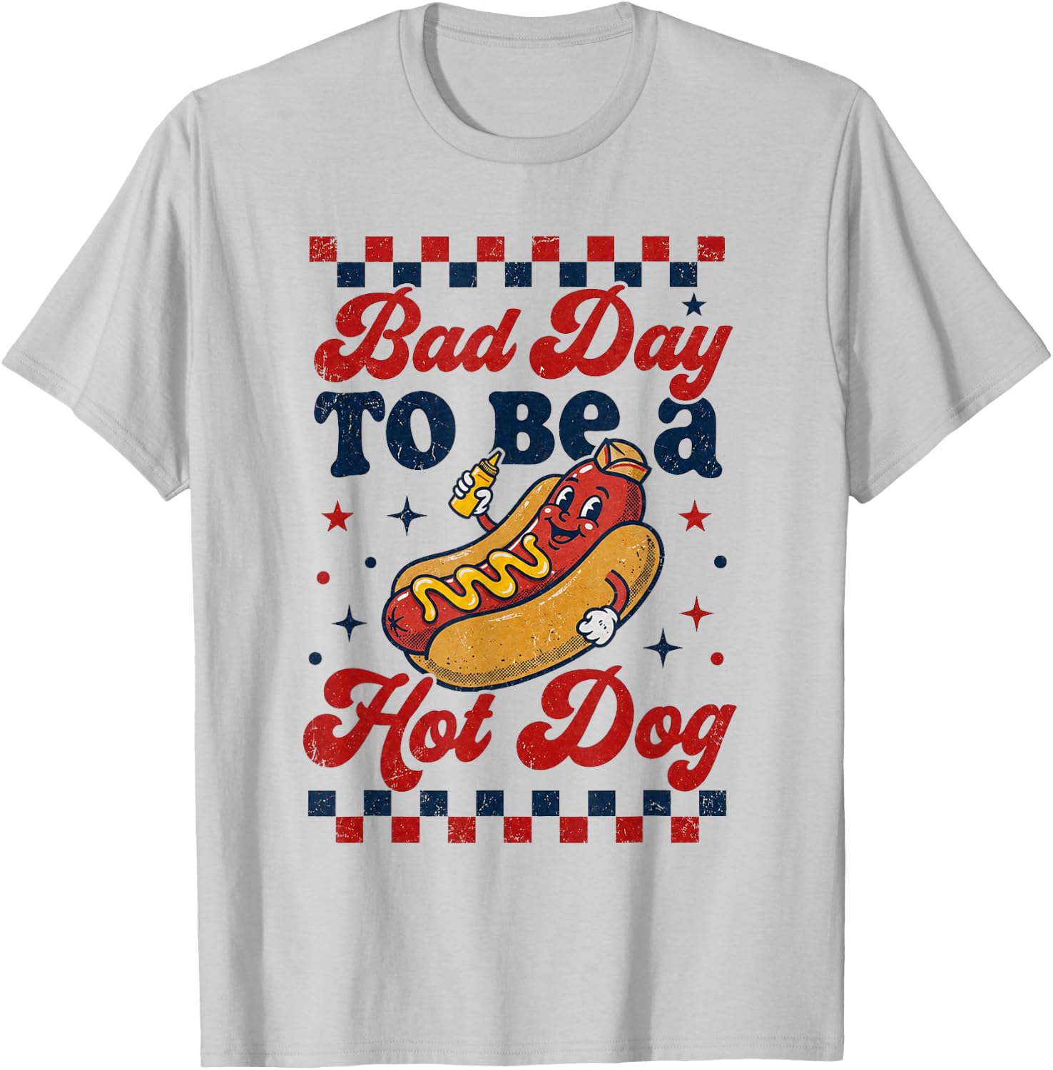 Bad Day to Be A Hot Dog 4th of July Shirt BBQ Men Women Boys T-Shirt - T-Shirt | Ash