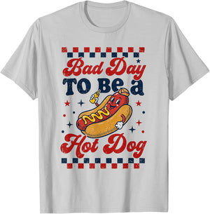 Bad Day to Be A Hot Dog 4th of July Shirt BBQ Men Women Boys T-Shirt - T-Shirt | Ash