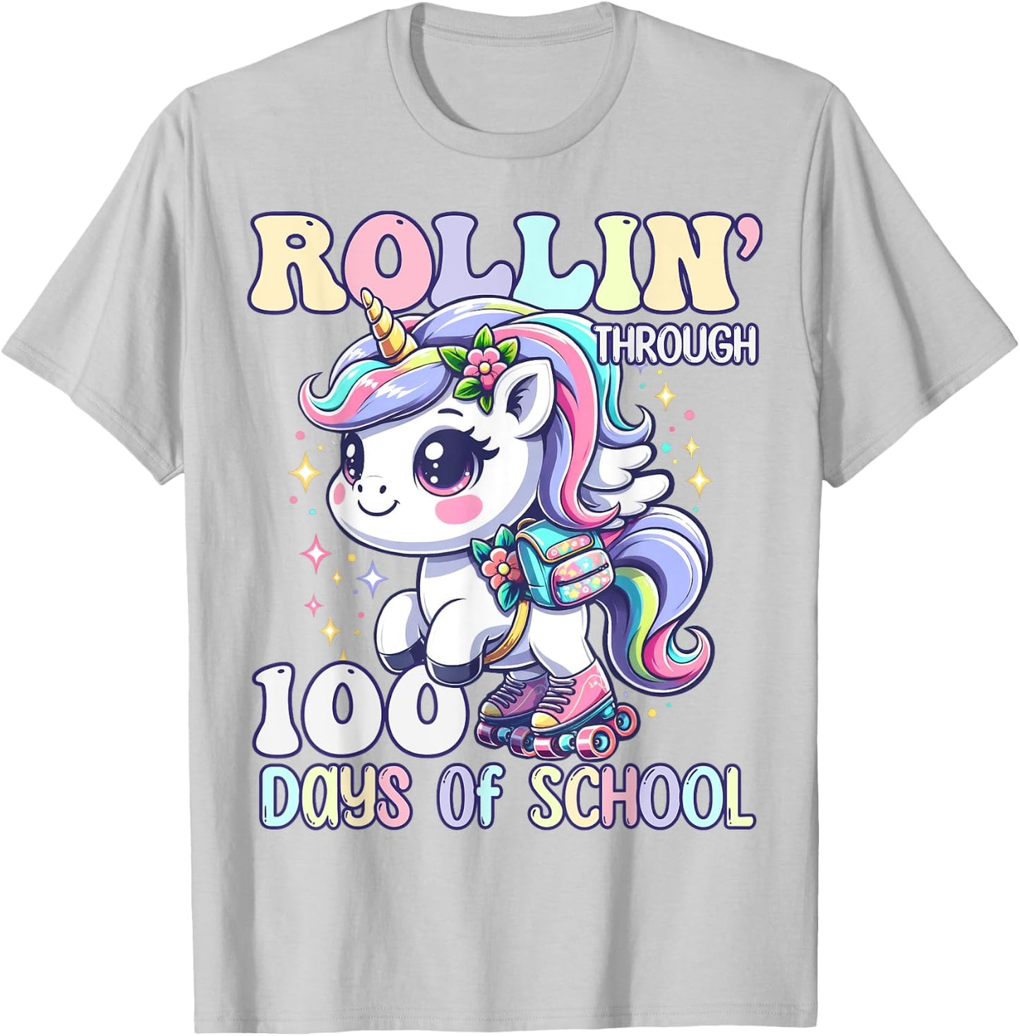 100 Days of School Girls Teacher 100th Day Unicorn Outfit T-Shirt - T-Shirt | Ash