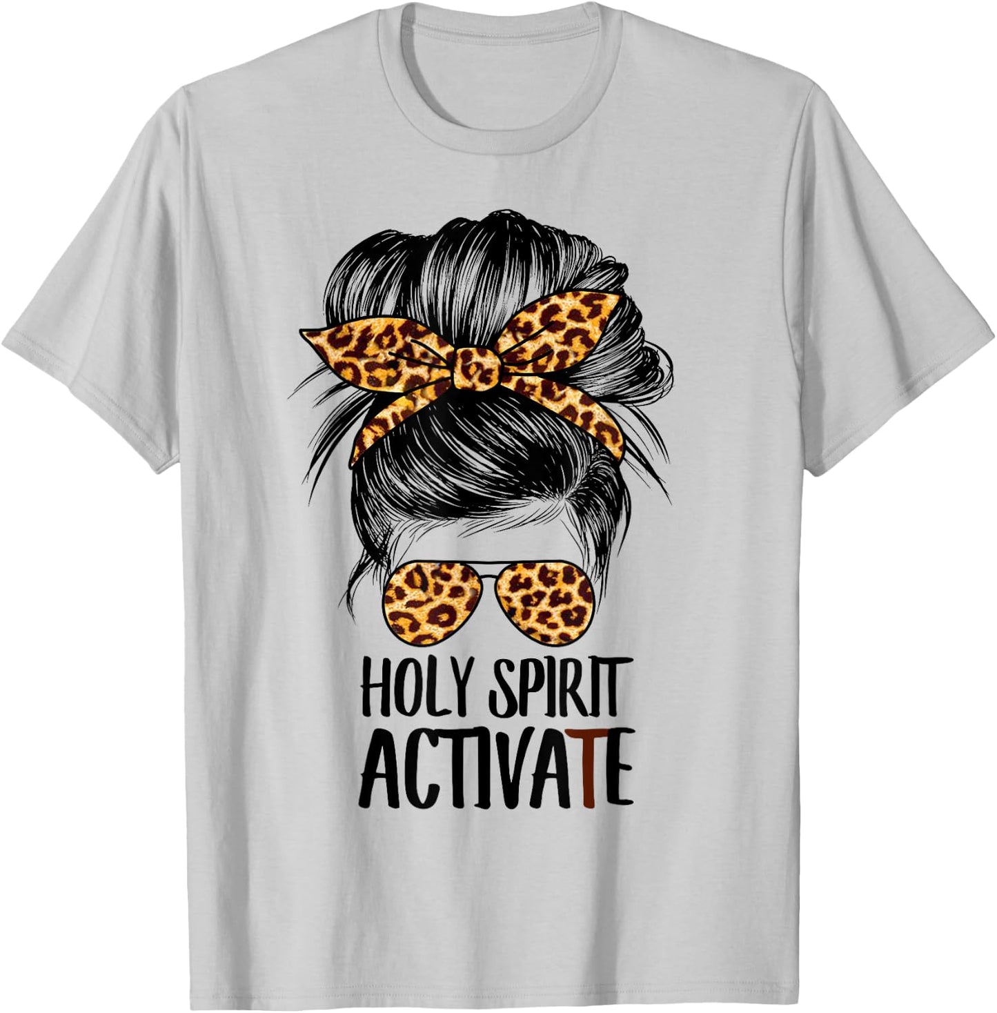 Trendy Religious Holy Spirit Cool Mom Life Leopard Print T-Shirt - T-Shirt | Ash