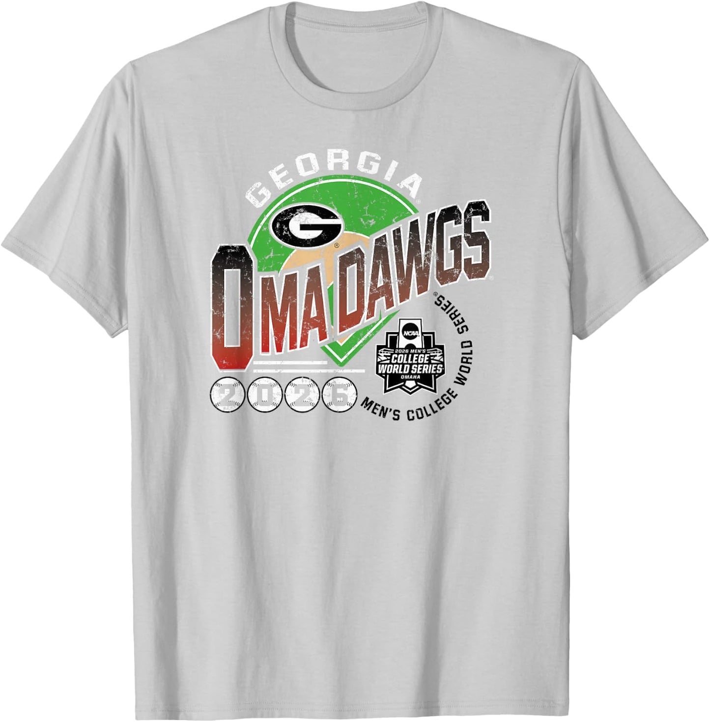 Georgia Bulldogs College World Series 2026 Baseball Omadawgs T-Shirt - T-Shirt | Ash