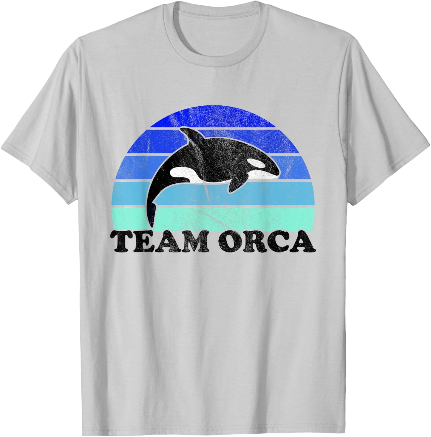 Team Orca - Whale Orcas Sea Ocean Retro Sunset T-Shirt - T-Shirt | Ash
