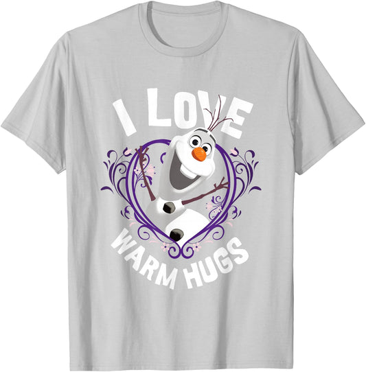 Disney Frozen I Love Warm Hugs Olaf Portrait T-Shirt - T-Shirt | Ash