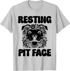 Resting Pit Face Pitbull Dog Design T-Shirt - T-Shirt | Ash