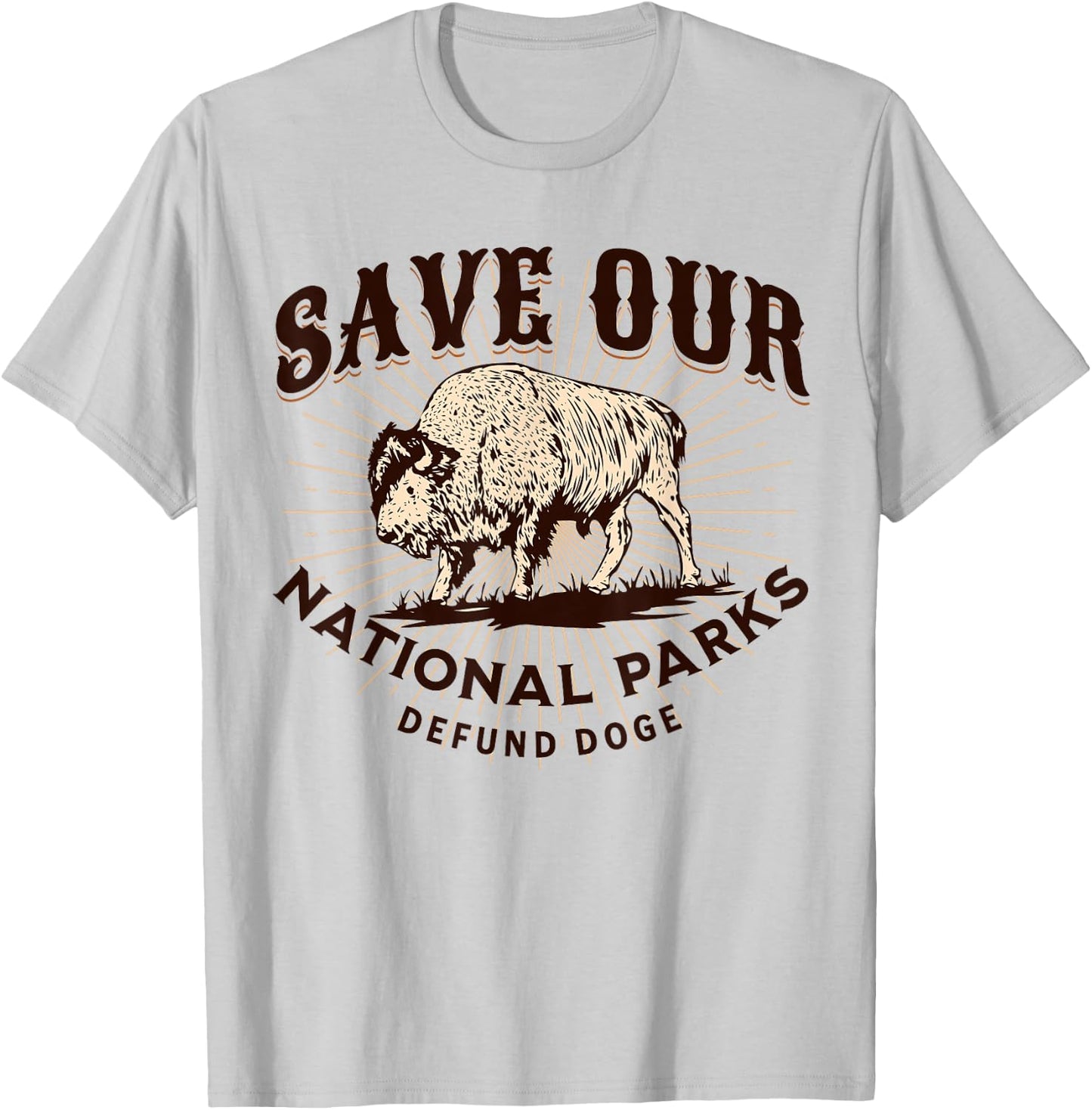 Save Our National Parks Defund DOGE Resist Bison ALT US T-Shirt - T-Shirt | Ash