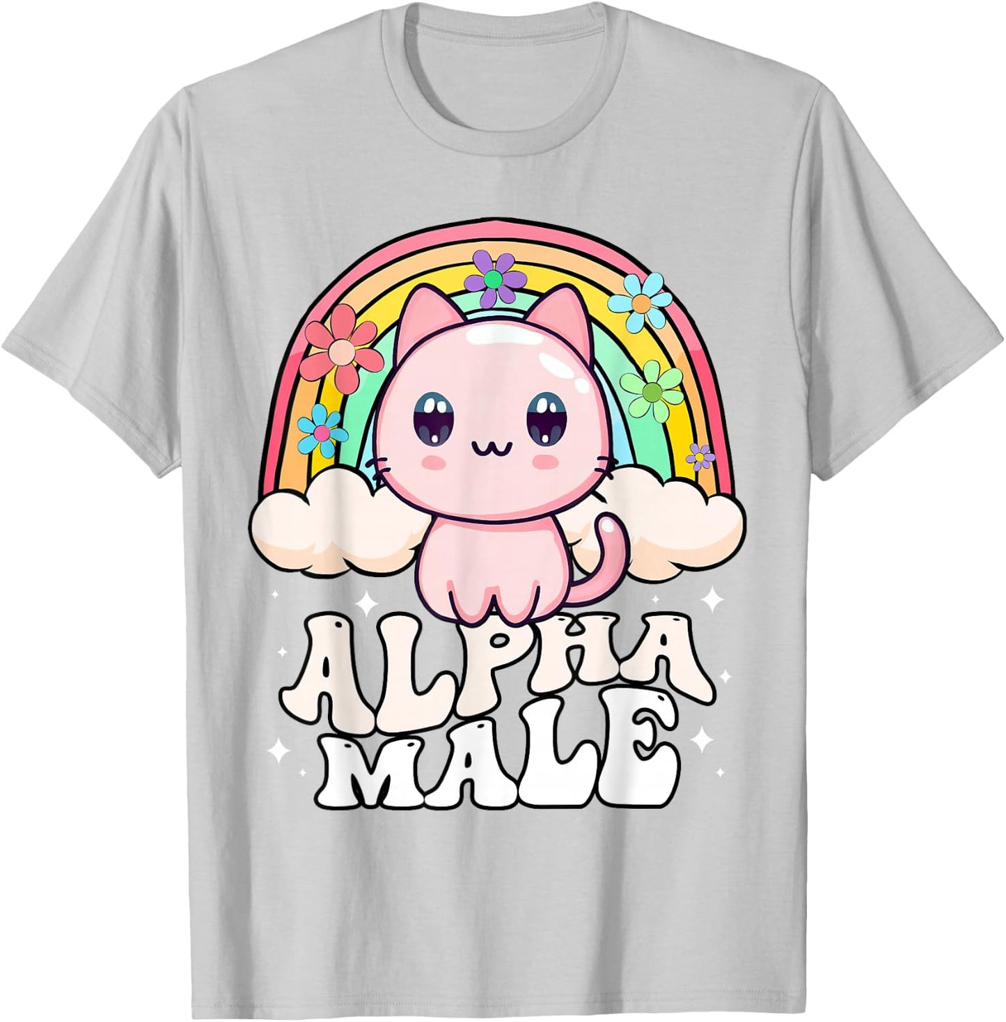 Alpha Männliche Katze Kätzchen Regenbogen T-Shirt - T-Shirt | Ash