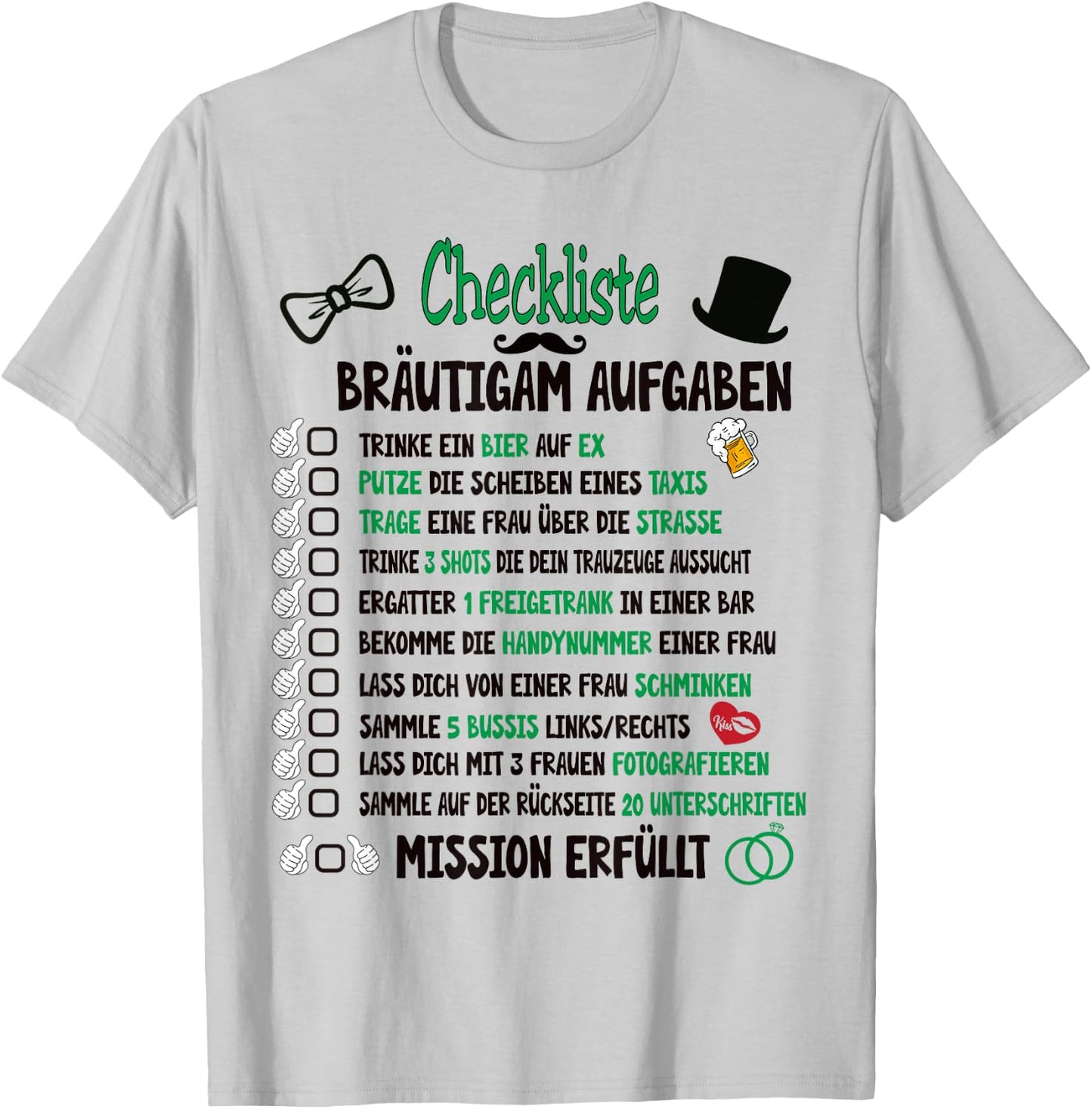 Groom Tasks Rumbling JGA Checklist , White T-Shirt - T-Shirt | Ash