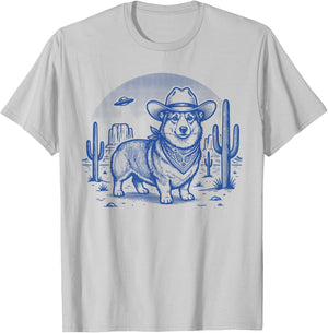 Cool Corgi Chien Cowboy Drôle T-Shirt - T-Shirt | Ash