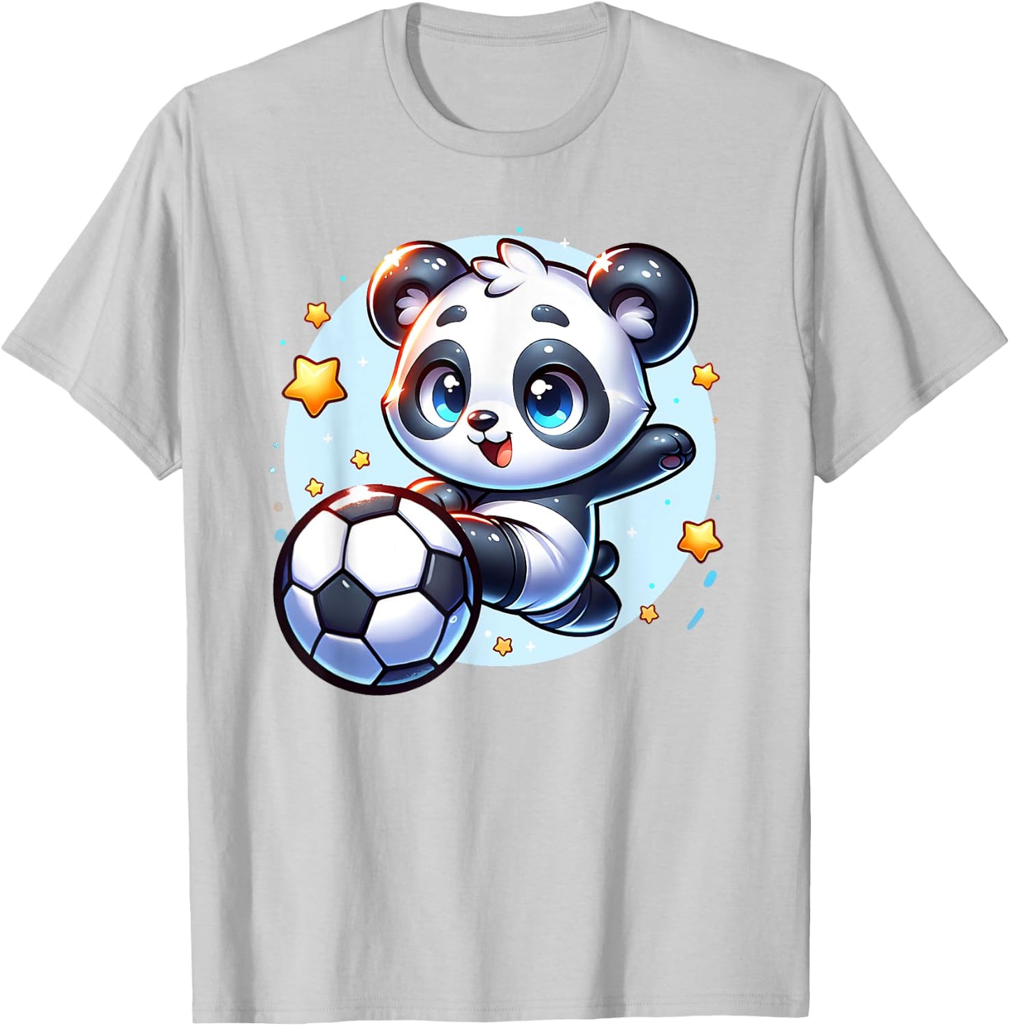 Panda Soccer Player Kicking Soccer Ball Cute Girls Graphic T-Shirt - T-Shirt | Ash