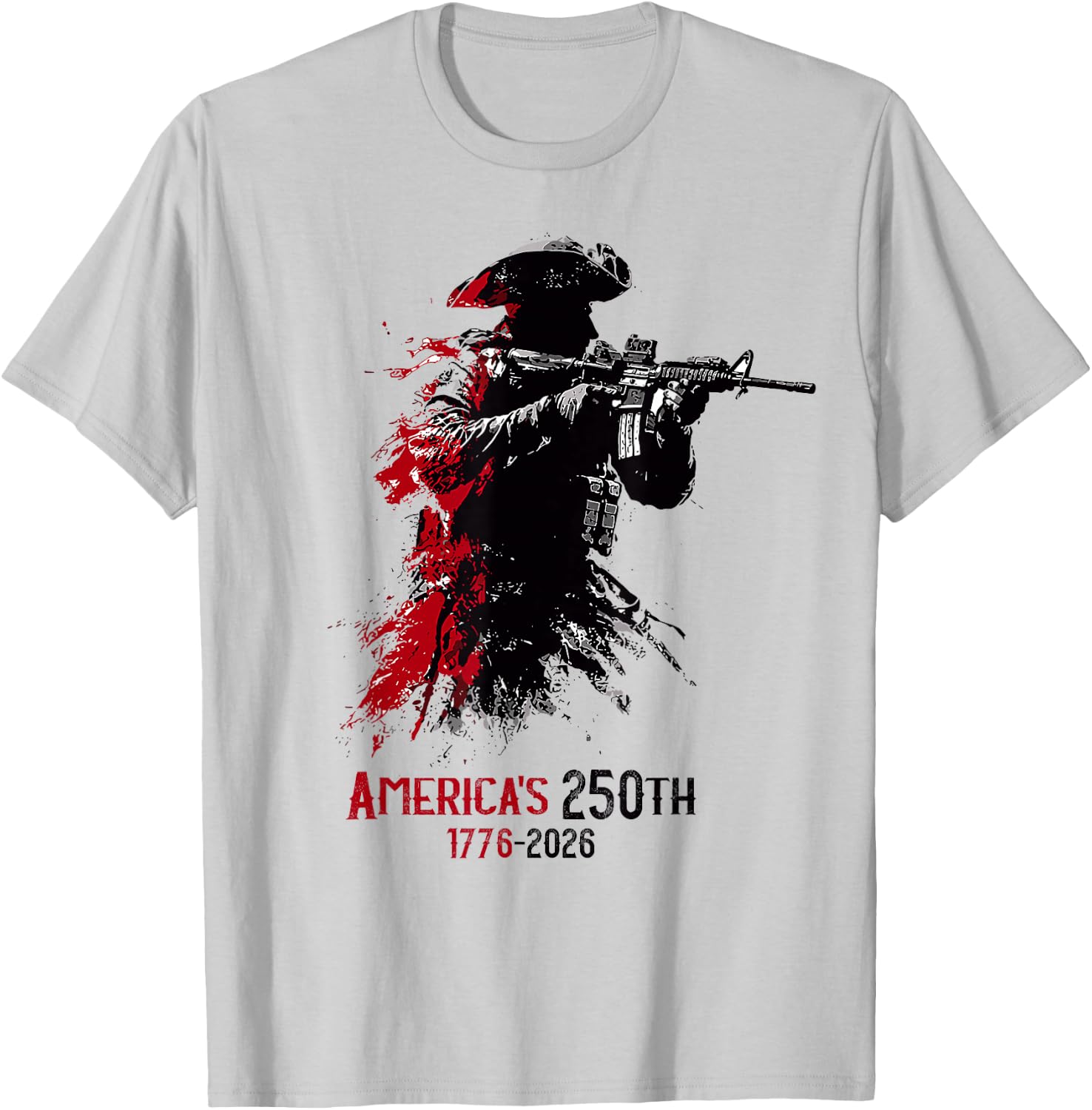 1776-2026 Patriotic Soldier 250th Anniversary 4th of July T-Shirt - T-Shirt | Ash
