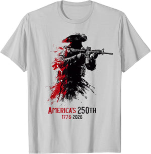1776-2026 Patriotic Soldier 250th Anniversary 4th of July T-Shirt - T-Shirt | Ash