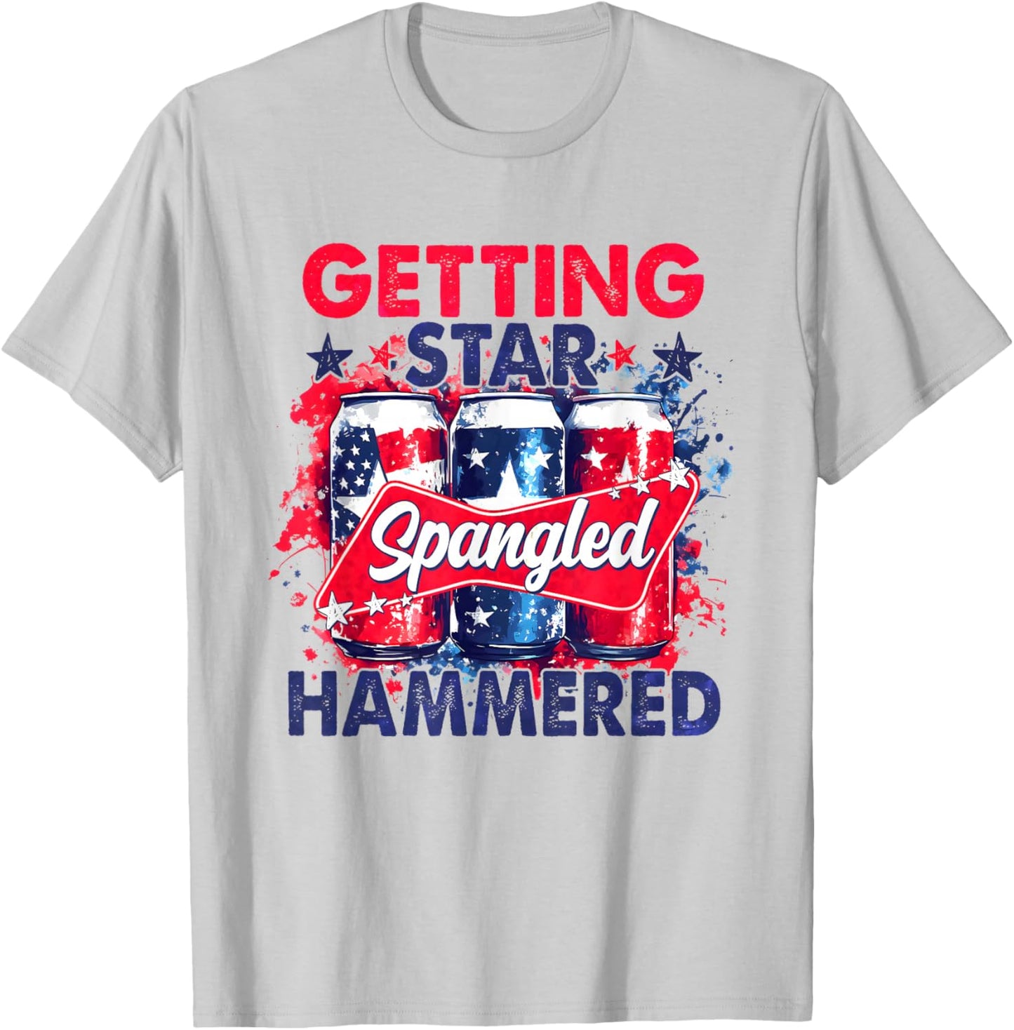 Getting Star Spangled Hammered Striped America 4th of July T-Shirt - T-Shirt | Ash
