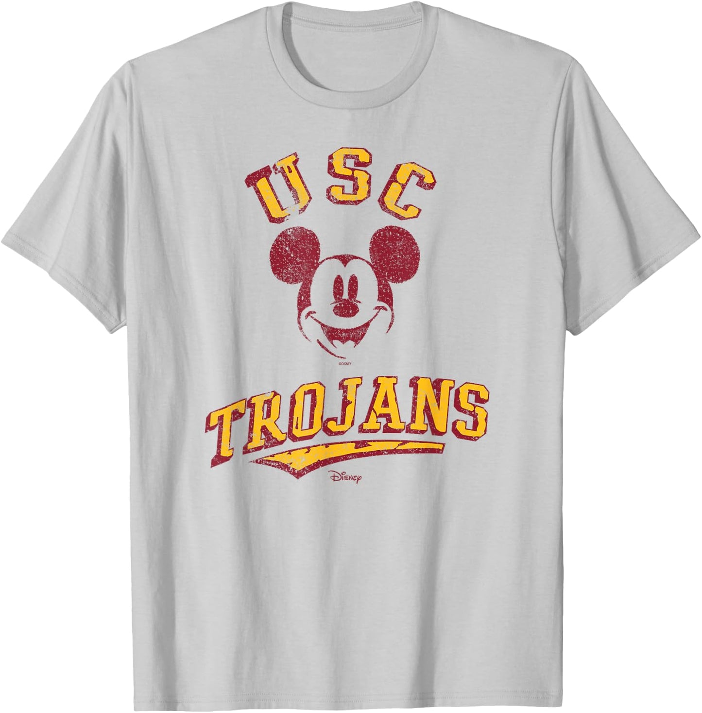 USC Trojans Mickey Mouse Retro White Officially Licensed T-Shirt - T-Shirt | Ash