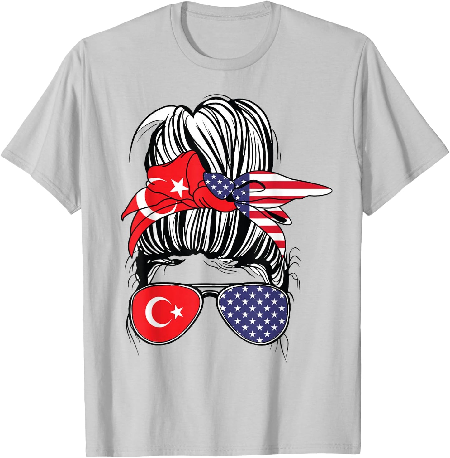 Turkey Women Turkiye Flag American Heritage USA Turkey T-Shirt - T-Shirt | Ash