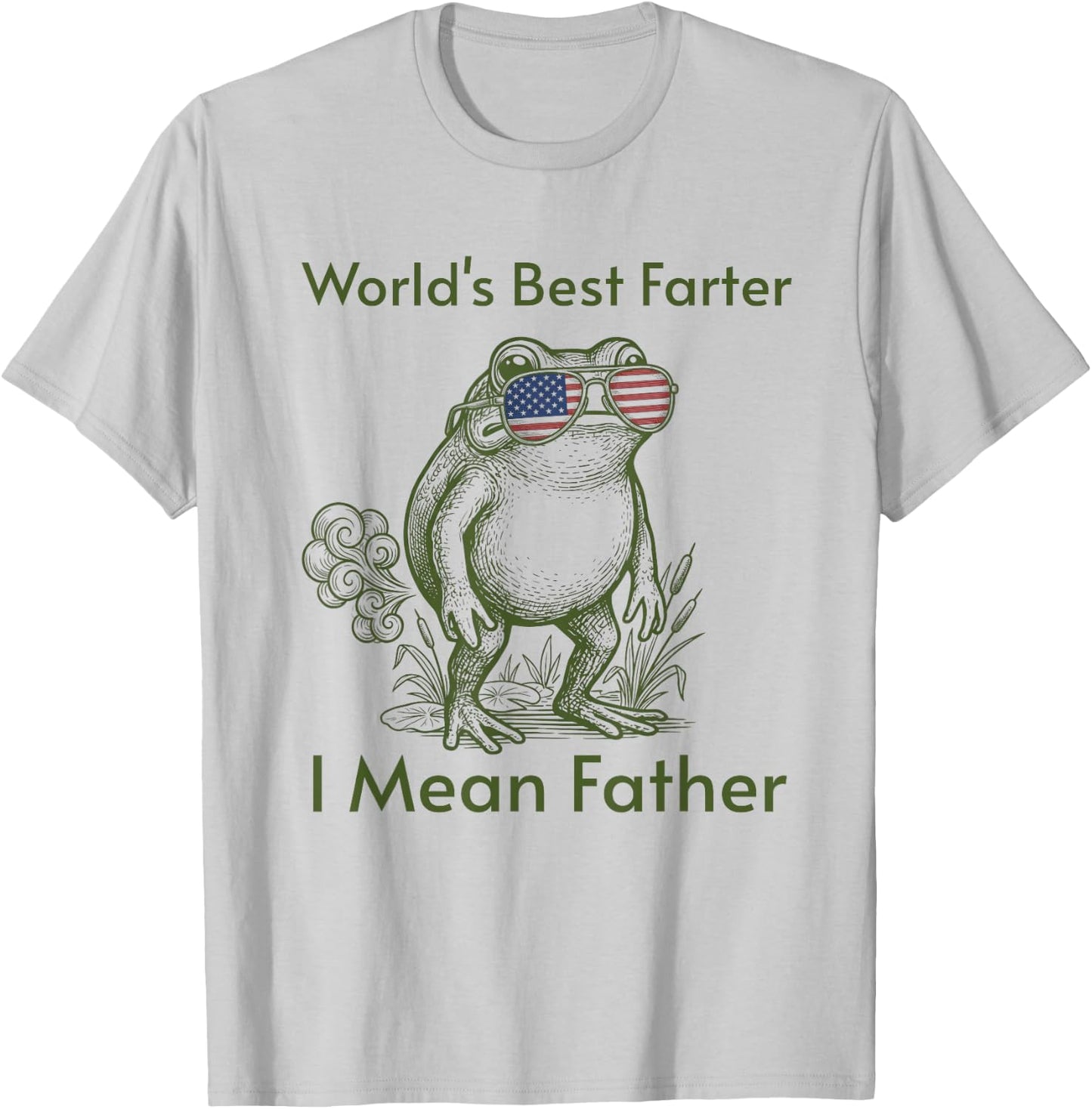 World's Best Farter I Mean Father Gifts Fathers Day Dad Frog T-Shirt - T-Shirt | Ash