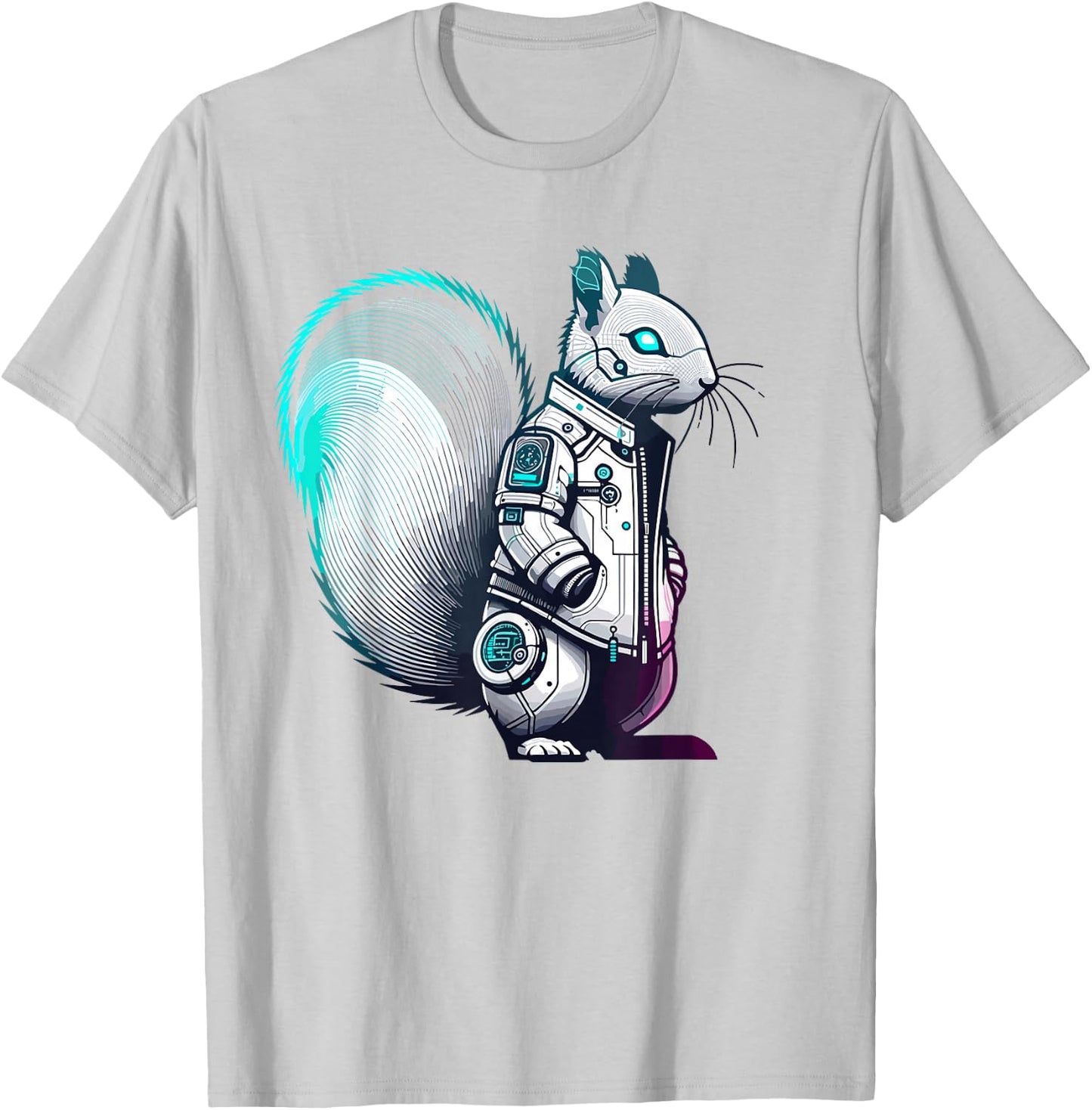 Synthwave Cyberpunk Squirrel Lover Stuff Futuristic Squirrel T-Shirt - T-Shirt | Ash
