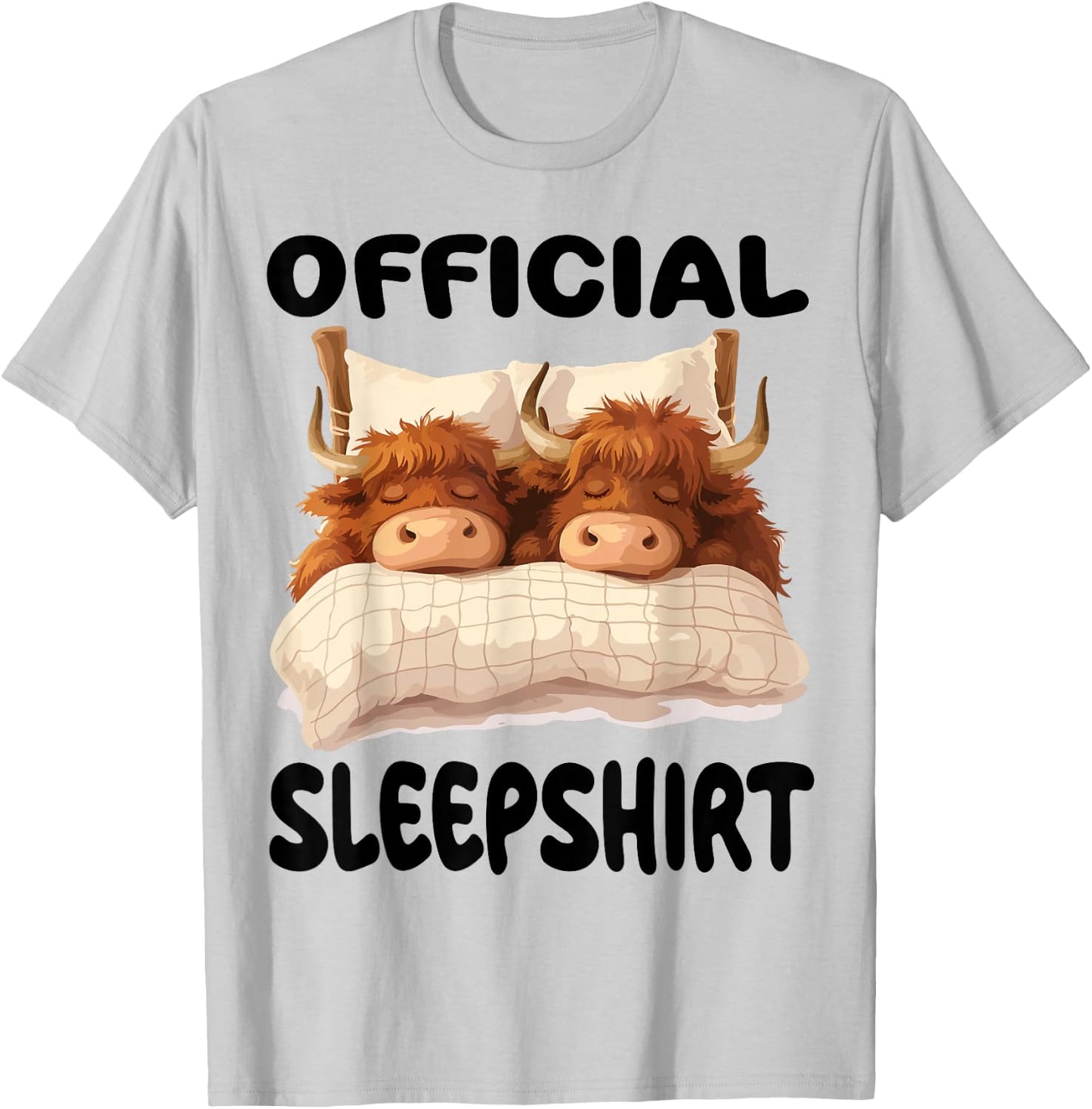 Scottish Highland Cow Official Sleepshirt Pajamas Nightgown T-Shirt - T-Shirt | Ash