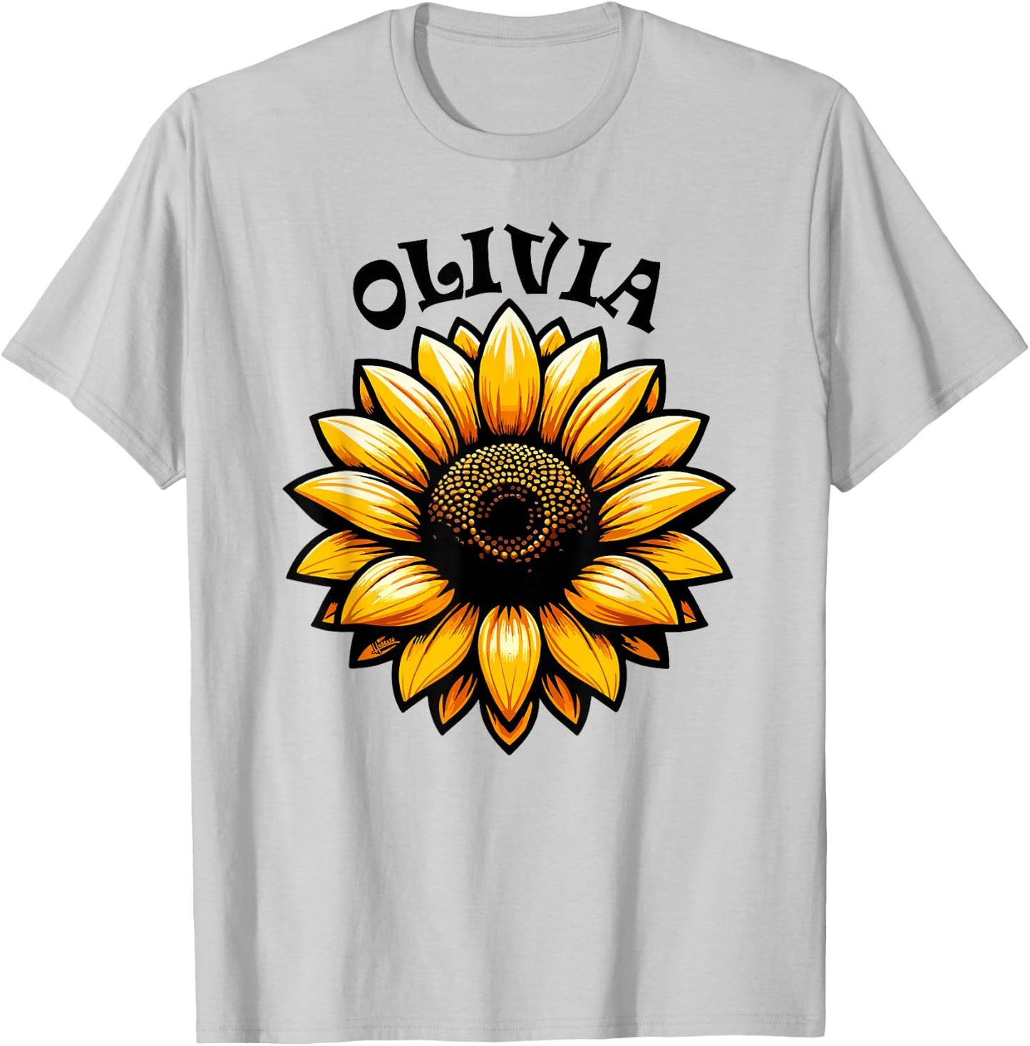 Olivia Beautiful Sunflower Design for Girls Name Olivia T-Shirt - T-Shirt | Ash