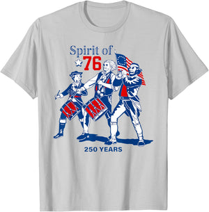 Spirit of 1776 250 Years Presidents 4th of July American USA T-Shirt - T-Shirt | Ash