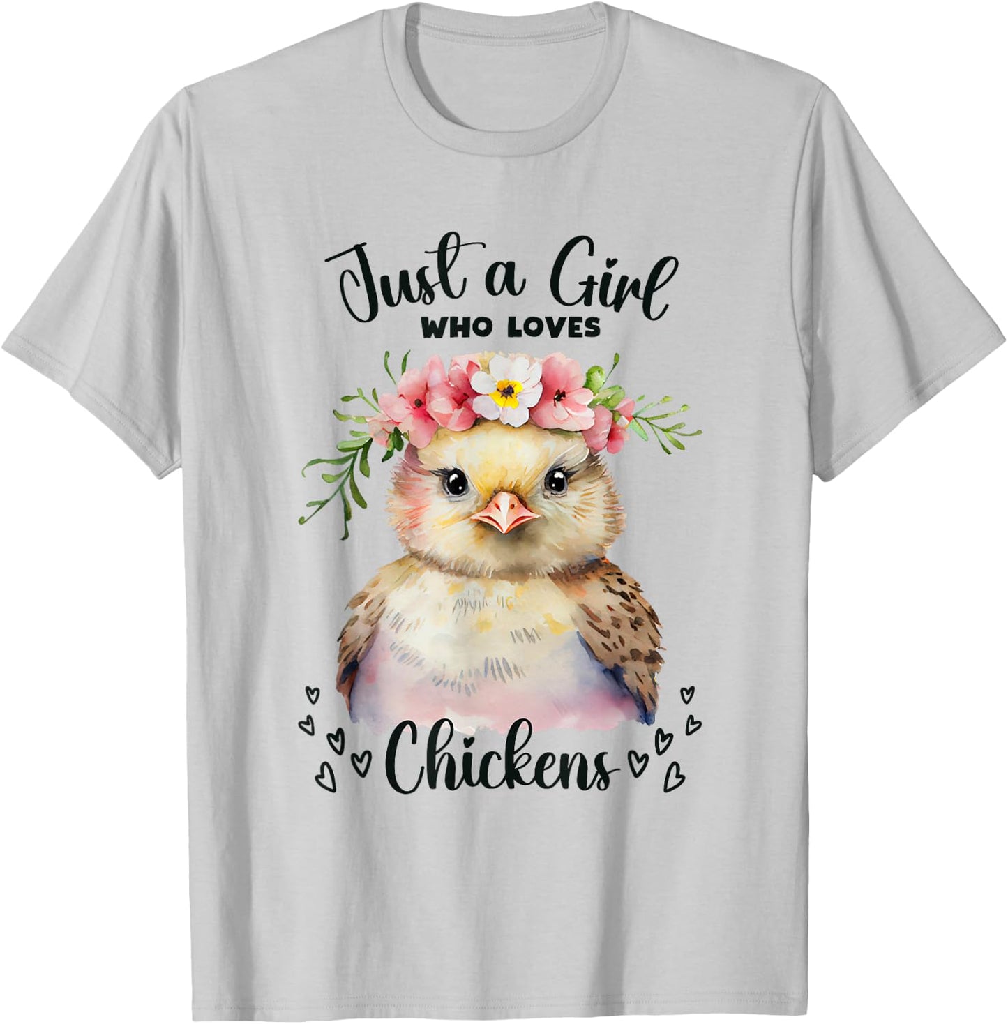 Just a Girl Who Loves Chickens for Girls Who Love Animals T-Shirt - T-Shirt | Ash