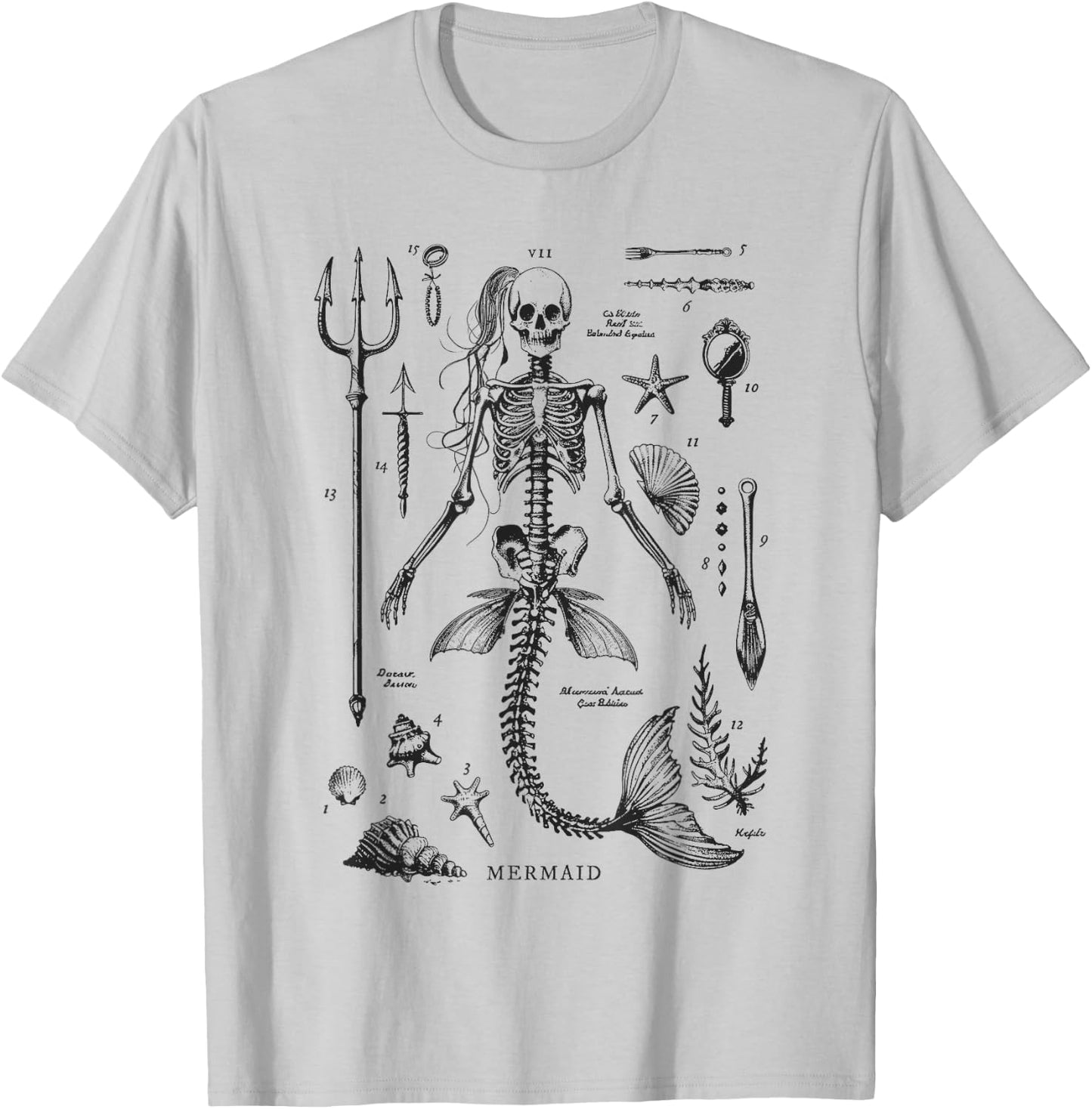 Mermaid Skeleton T-Shirt - T-Shirt | Ash
