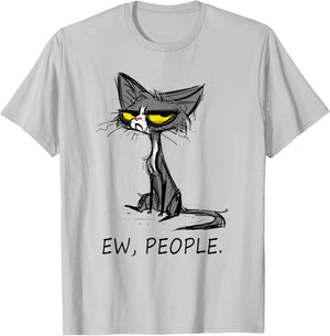 Funny Cat Ew People Meowy Cat Lovers Men Gifts T-Shirt - T-Shirt | Ash