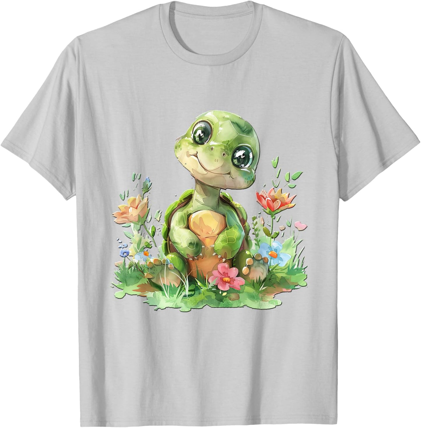 Baby Schildkröte mit Blumen süße Kröte Mädchen Tochter Sohn T-Shirt - T-Shirt | Ash