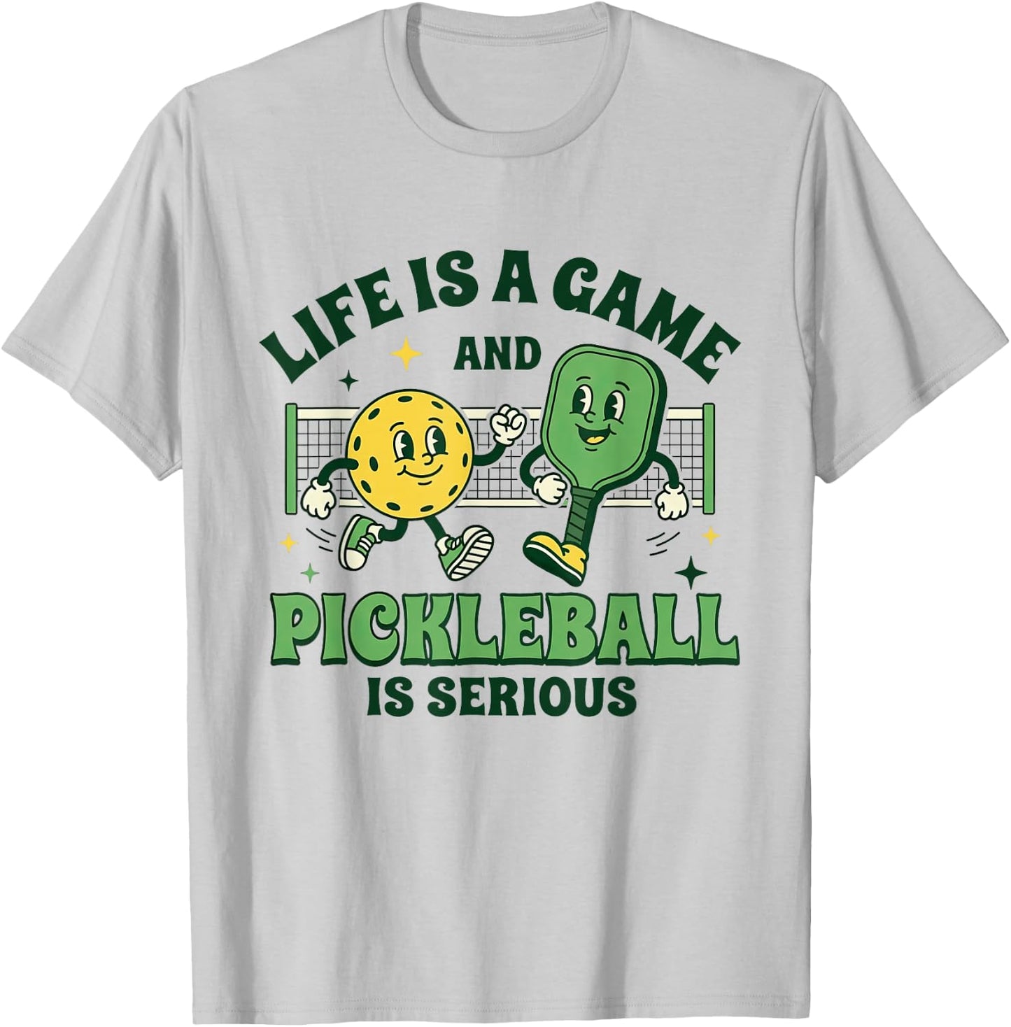 Life is A Game Pickleball is Serious Funny Pickleball Paddle T-Shirt - T-Shirt | Ash