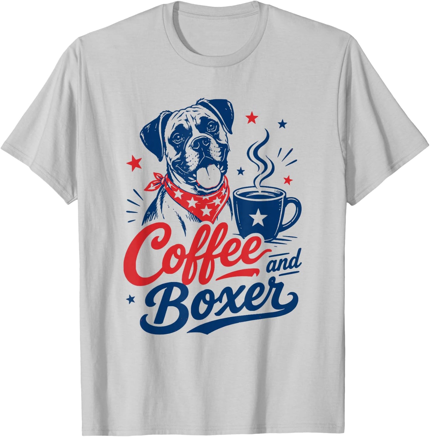 Boxer Dog Owner Mom Dad Pet Lover Men Women Coffee and Boxer T-Shirt - T-Shirt | Ash