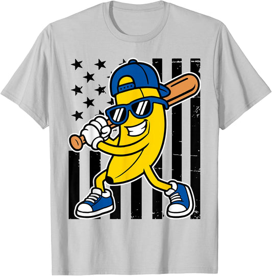 Banana Funny Cartoon Kids Youth Boys Girls T-Shirt - T-Shirt | Ash
