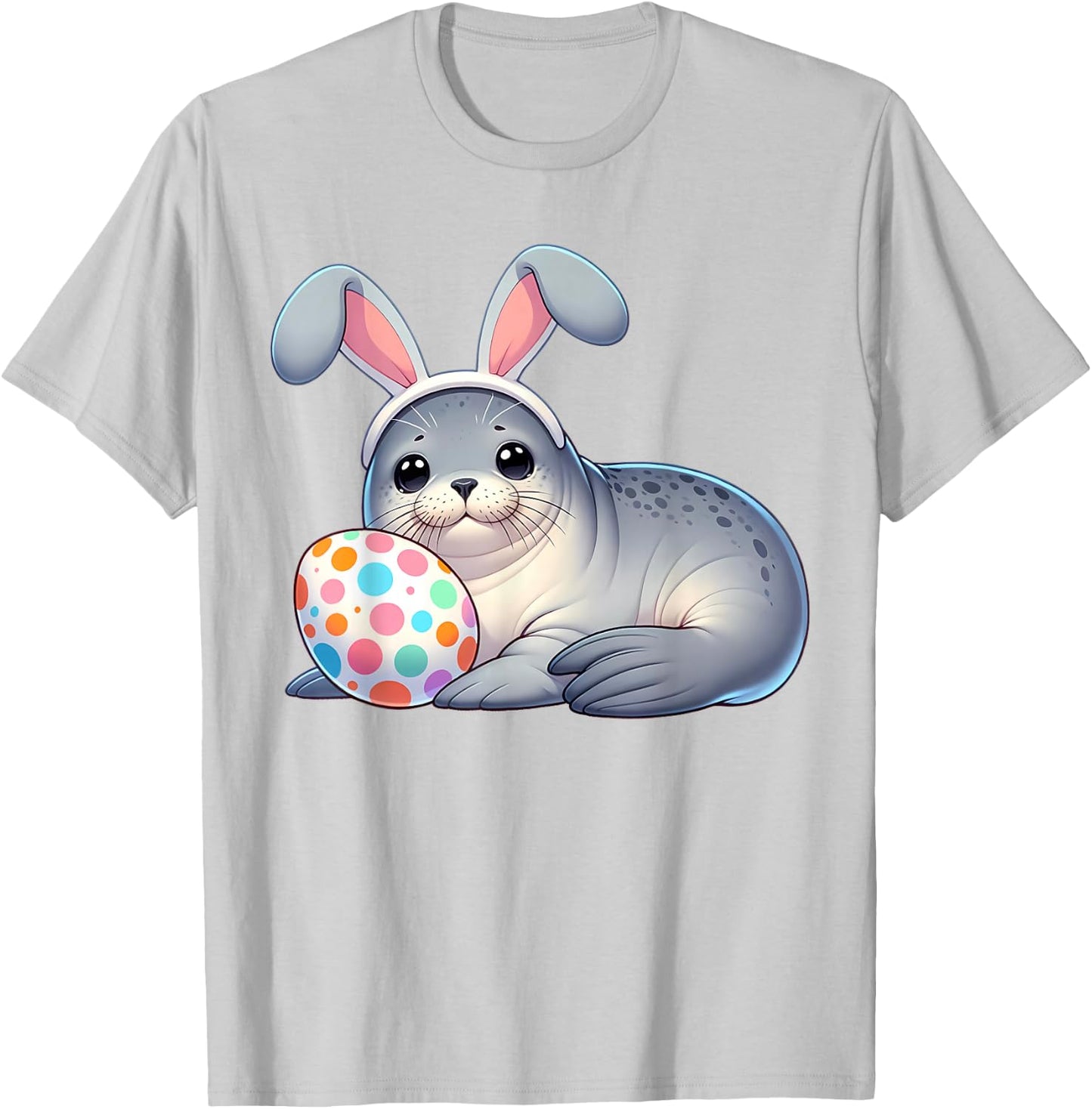 Funny Easter Seal Lovers Egg Eggs Bunny Rabbit Bunnies T-Shirt - T-Shirt | Ash