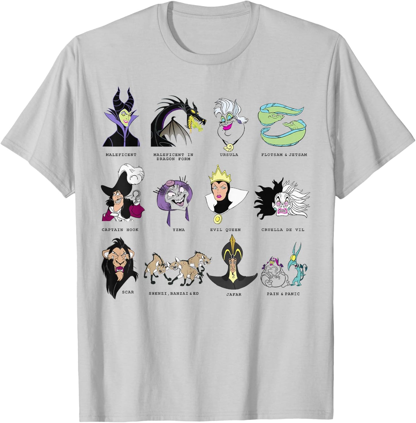 Disney Villains Portrait Grid T-Shirt - T-Shirt | Ash
