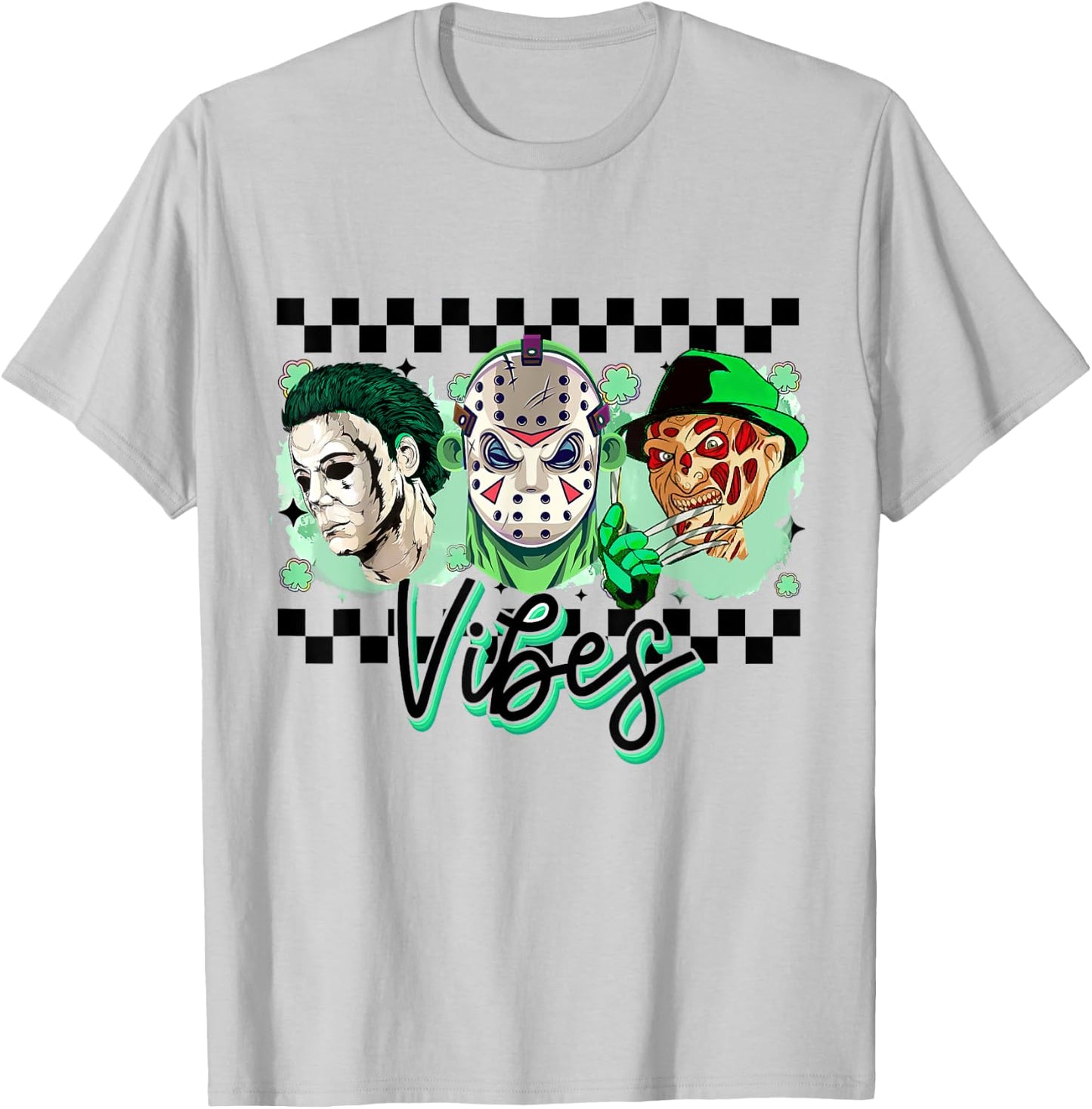 Horror St Patricks Day, Lucky Vibes, Horror Movie T-Shirt - T-Shirt | Ash